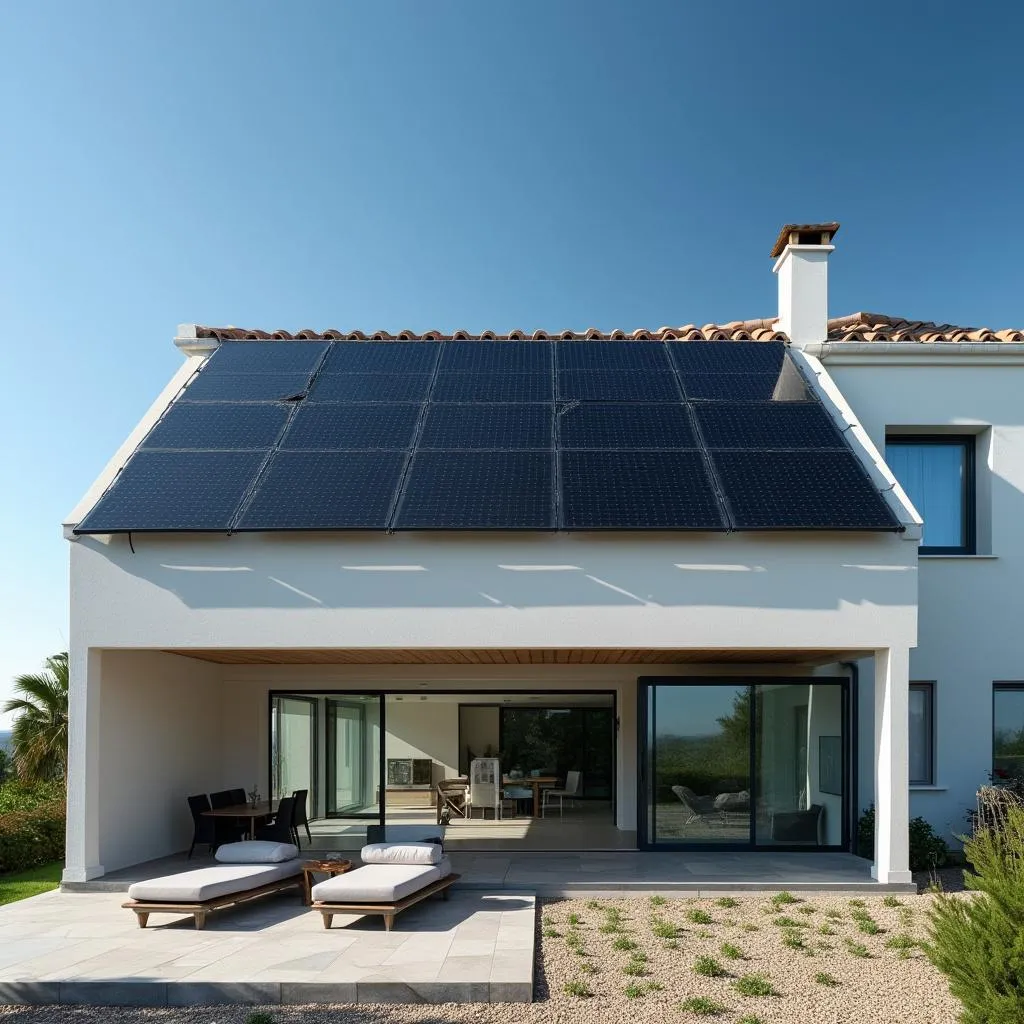Solarni paneli na krovu moderne kuće u Istri